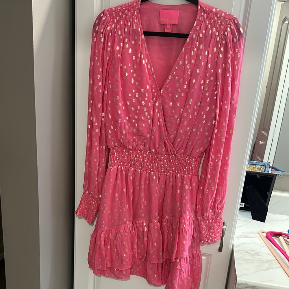 Lilly Pulitzer Pink and Gold Christina dress